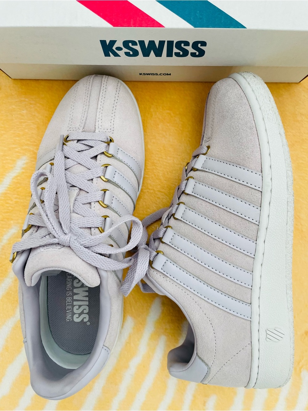K-Swiss Women’s Lilac Suede Low-Top Sneakers with White Sole